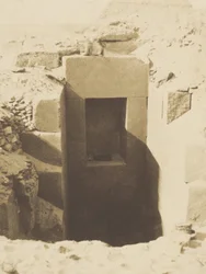 (Pyramides de Gizeh, Travaux de M. Mariette, Porte de Granit Découverte à Gauche du Sphinx Excavatio...)